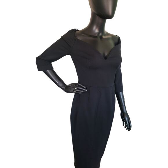 DSQUARED2 Little Black Sheath Dress Wool Blend 3/4 Sleeve Size 42 US 6 - Picture 2 of 9